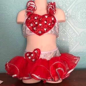 Adorable red & silver Glamour dance costume